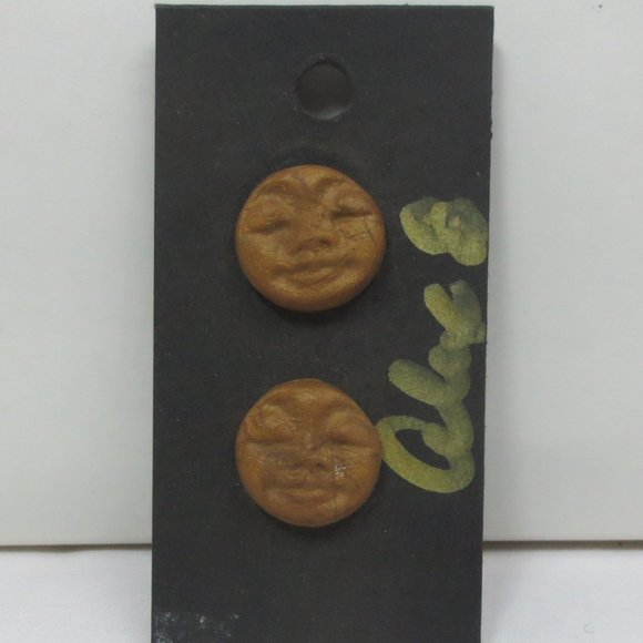 New Hand Crafted Mystical Face Stud Clay Earrings - Picture 1 of 6